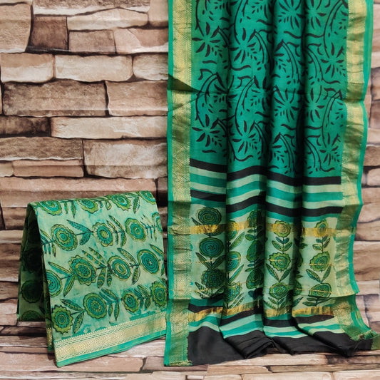 Vanaspati Ajrakh Maheswari Silk Suit Set-  multi color